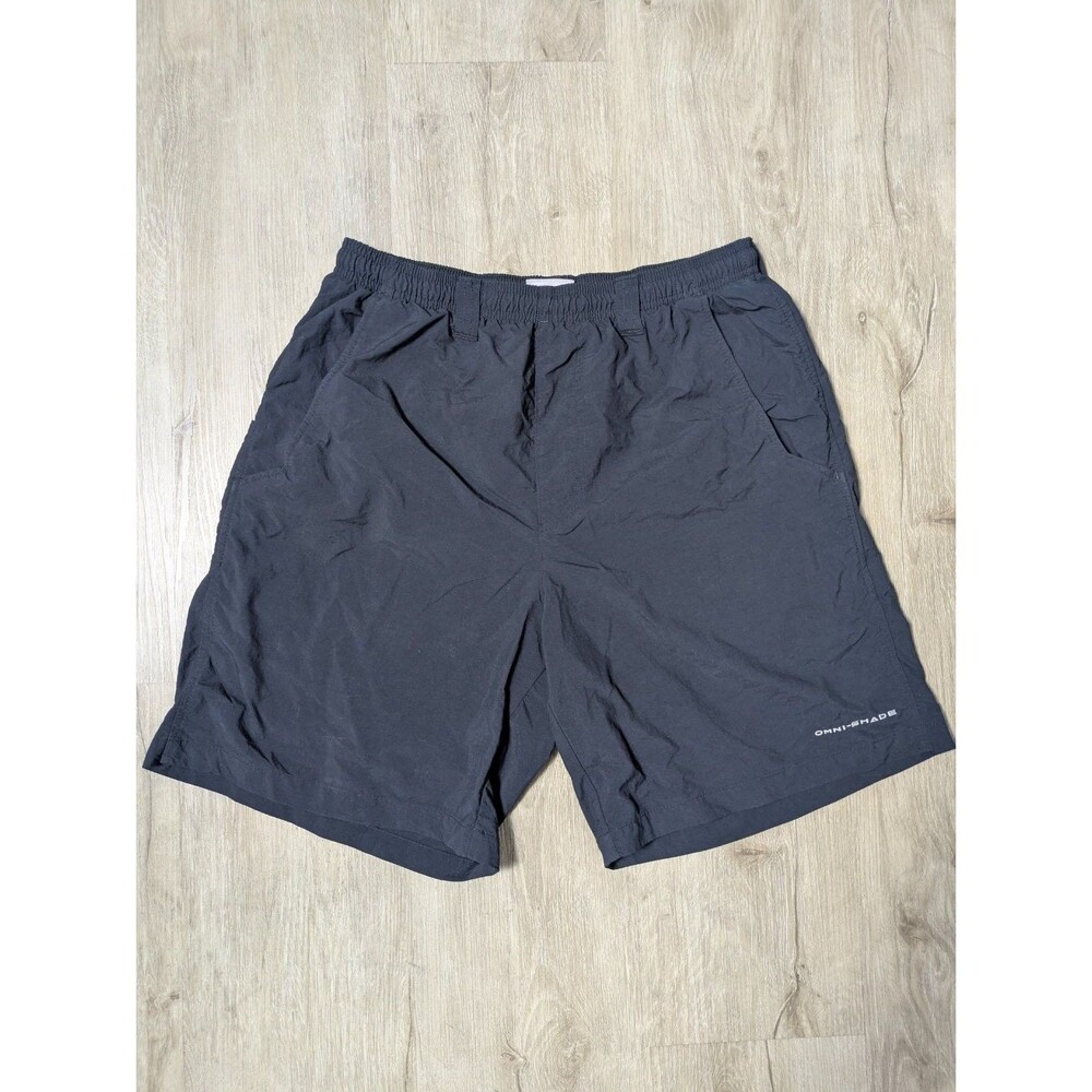 Columbia Pfg Fishing Cargo Shorts Mens S Black Omni-Shade Elastic Waist